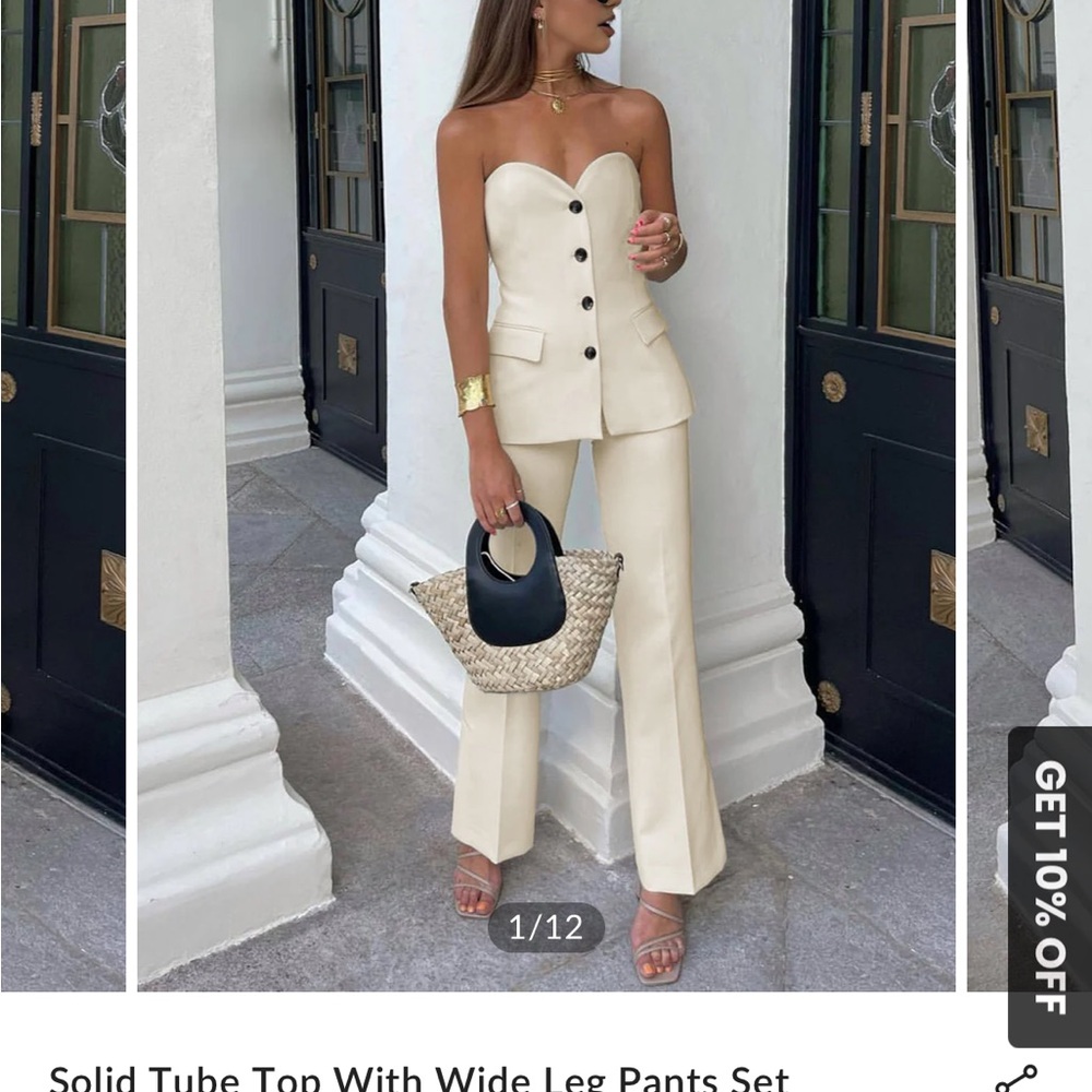 Commence- Elegant Cream Women's Pants & Jumpsuit Set